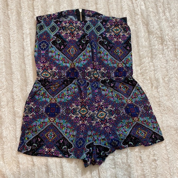 Aztec print romper size small with pockets tube top romper jumpsuit hippy boho - Picture 6 of 6